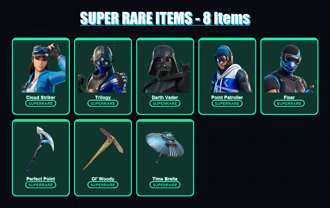 [PC/XBOX] | Cloud Striker | Trilogy | Darth Vader | Point Patroller | Fixer | 242 skin | 289 pickaxe | 212 emote | 231 glider | Lv3482