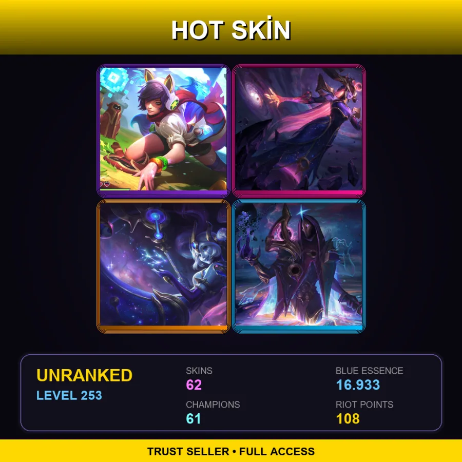 LAN | Lv253 | Unranked | 62 Skin | 61 Champ
