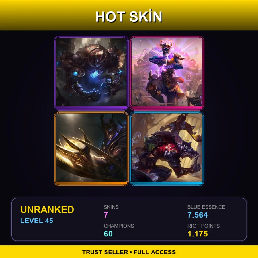 JP | Lv45 | Unranked | 7 Skin | 60 Champ — LoL account
