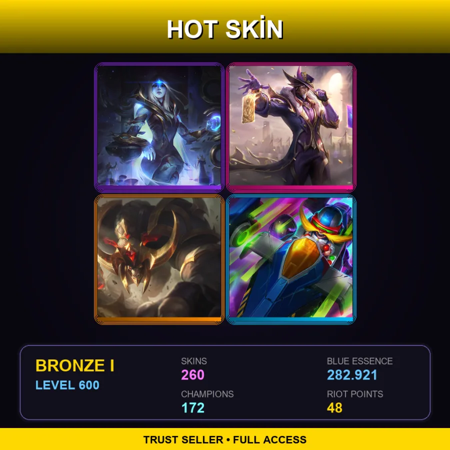 EUW | Cosmic Queen Ashe | Victorious Twisted Fate | Conqueror Alistar | Arcade Corki | 260 Skin | 172 Champ | Bronze I | Lv600