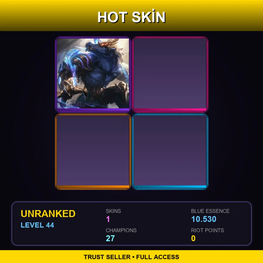 NA | Lv44 | Unranked | 1 Skin | 27 Champ — LoL account