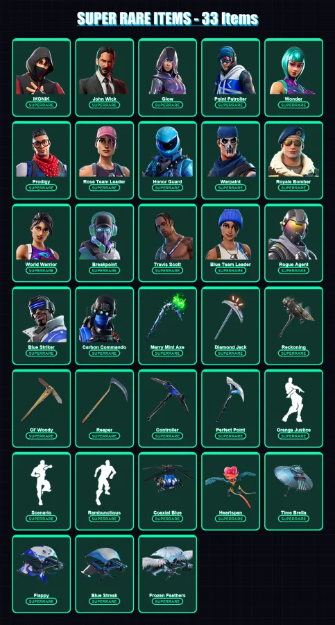 [PC/XBOX/PSN] | IKONIK | John Wick | Glow | Point Patroller | Wonder | 275 skin | 221 pickaxe | 213 emote | 167 glider | Lv2771