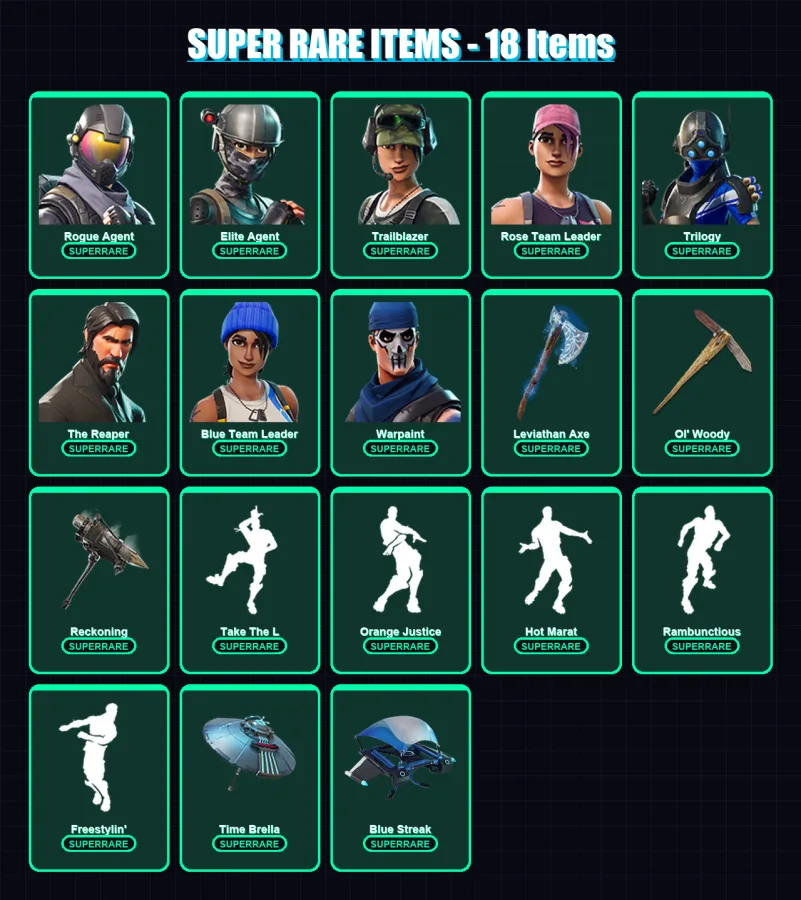 [PC/XBOX] | Rogue Agent | Elite Agent | Trailblazer | Rose Team Leader | Trilogy | 55 skin | 48 pickaxe | 74 emote | 52 glider | Lv757