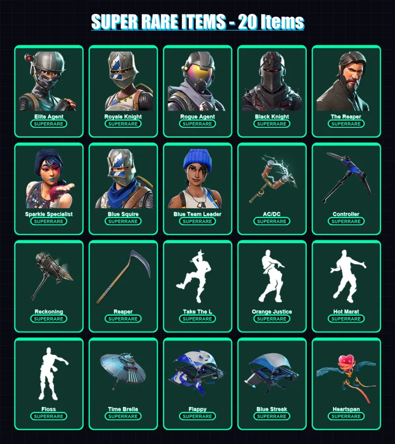 [PC/XBOX] | Elite Agent | Royale Knight | Rogue Agent | Black Knight | The Reaper | 102 skin | 104 pickaxe | 100 emote | 104 glider | Lv1419