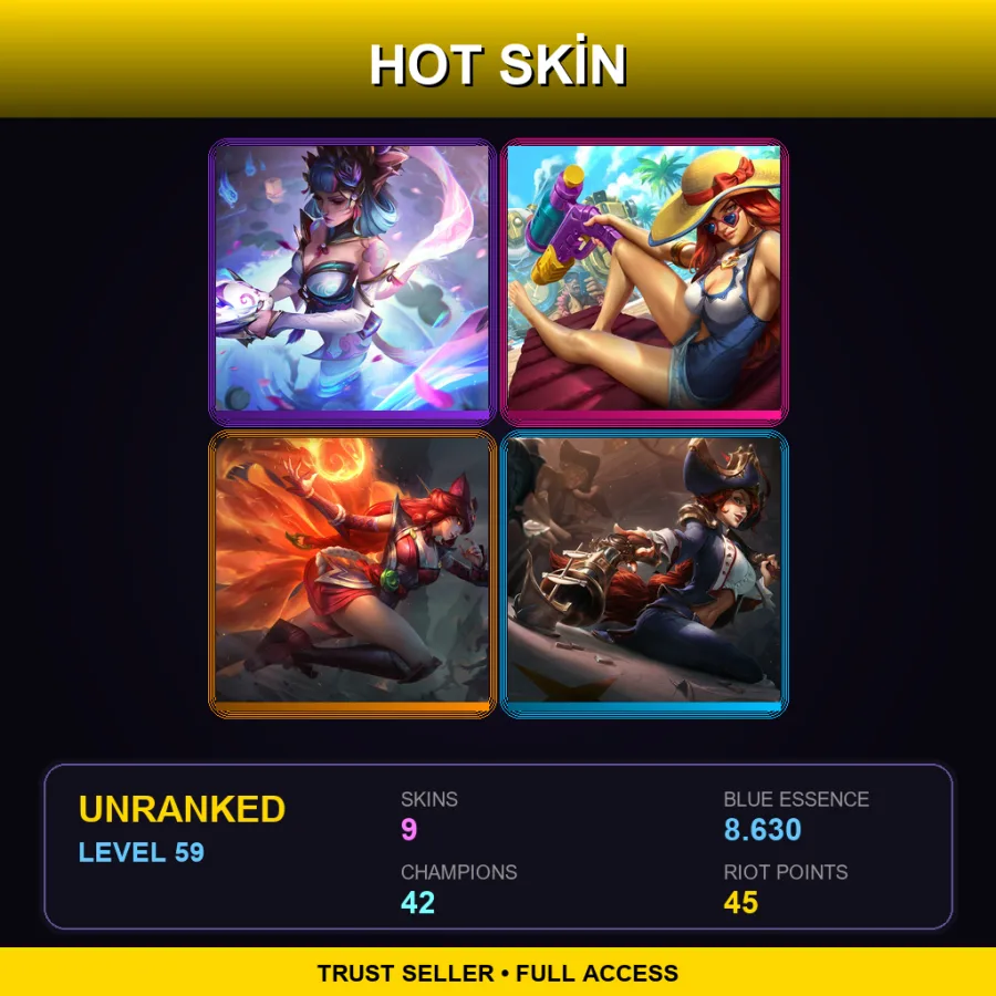 LAN | Lv59 | Unranked | 9 Skin | 42 Champ