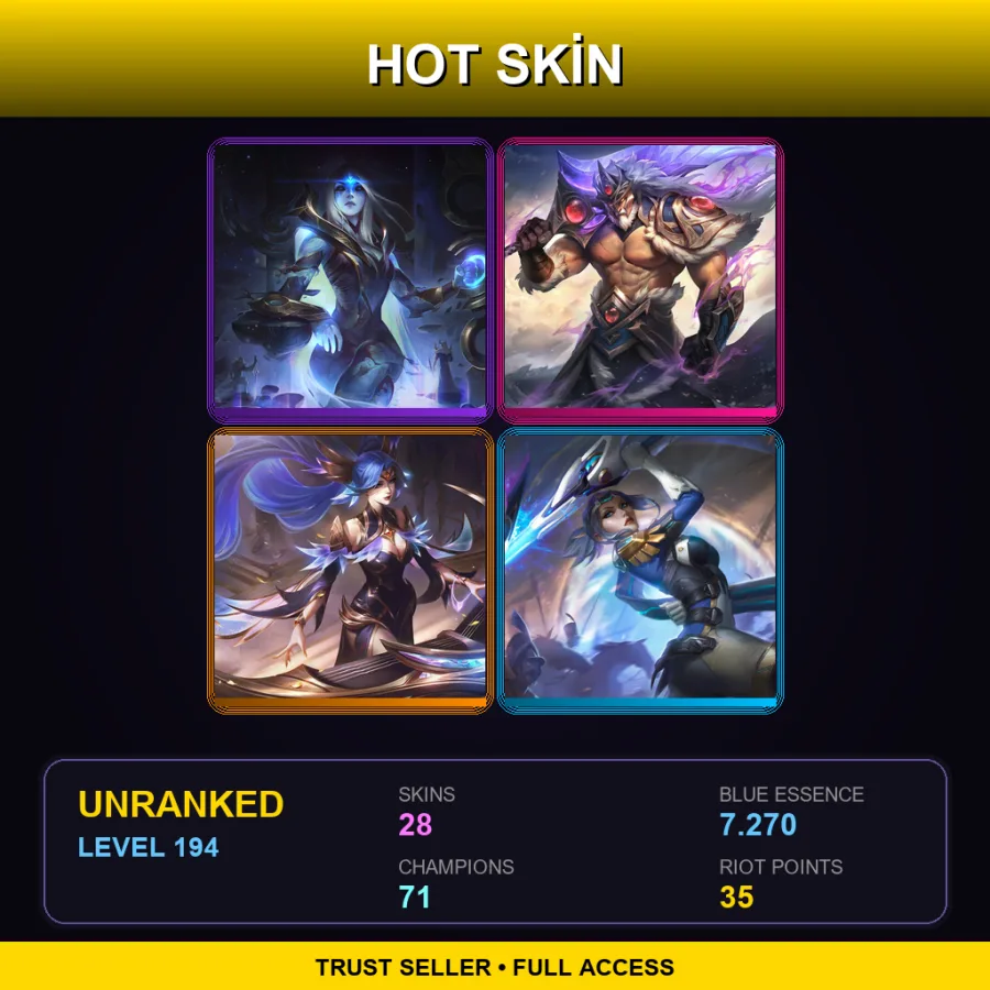 EUNE | Lv194 | Unranked | 28 Skin | 71 Champ — Dark Star Varus