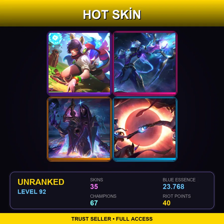 EUW | Lv92 | Unranked | 35 Skin | 67 Champ