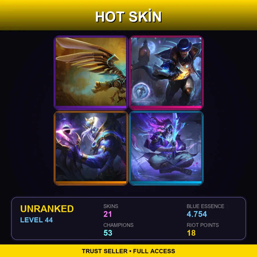 EUNE | Lv44 | Unranked | 21 Skin | 53 Champ — LoL account