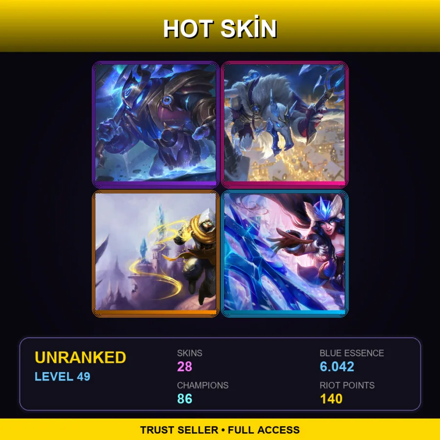 EUNE | Lv49 | Unranked | 28 Skin | 86 Champ — Unranked / Smurf League of Legends