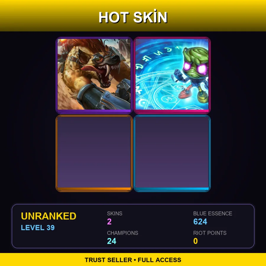 TR | Lv39 | Unranked | 2 Skin | 24 Champ — LoL account