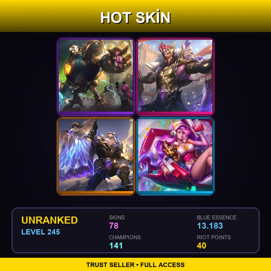 TR | Lv245 | Unranked | 78 Skin | 141 Champ — Skt T1 Elise