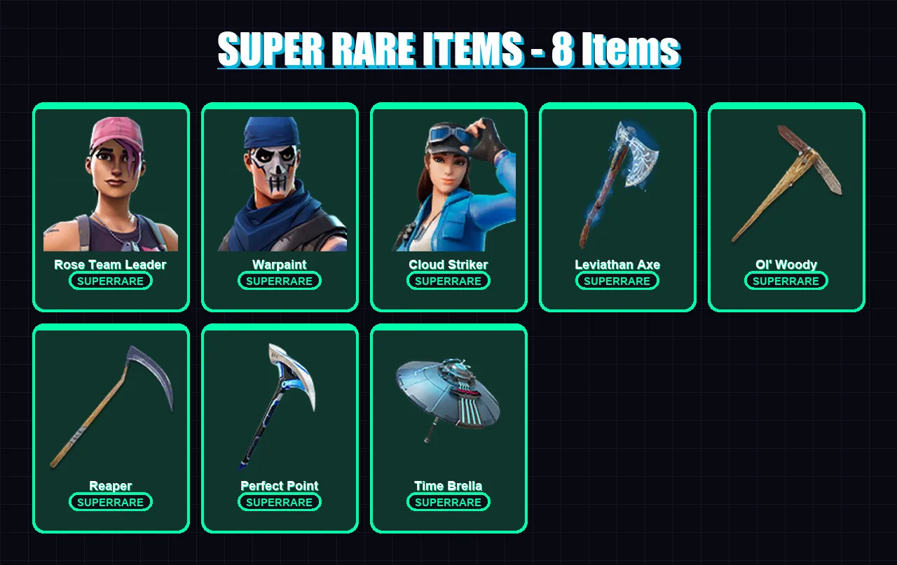[PC/XBOX] | Rose Team Leader | Warpaint | Cloud Striker | Deadpool | Menace | 156 skin | 163 pickaxe | 133 emote | 134 glider | Lv1806 — Fortnite account