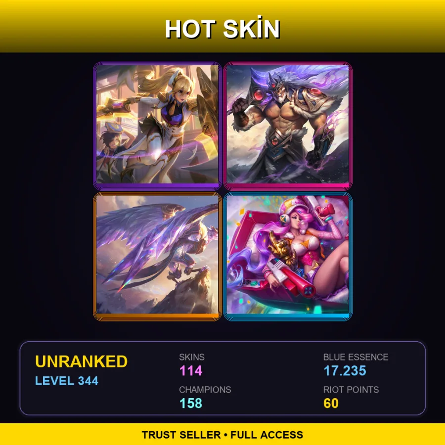 EUNE | Lv344 | Unranked | 114 Skin | 158 Champ