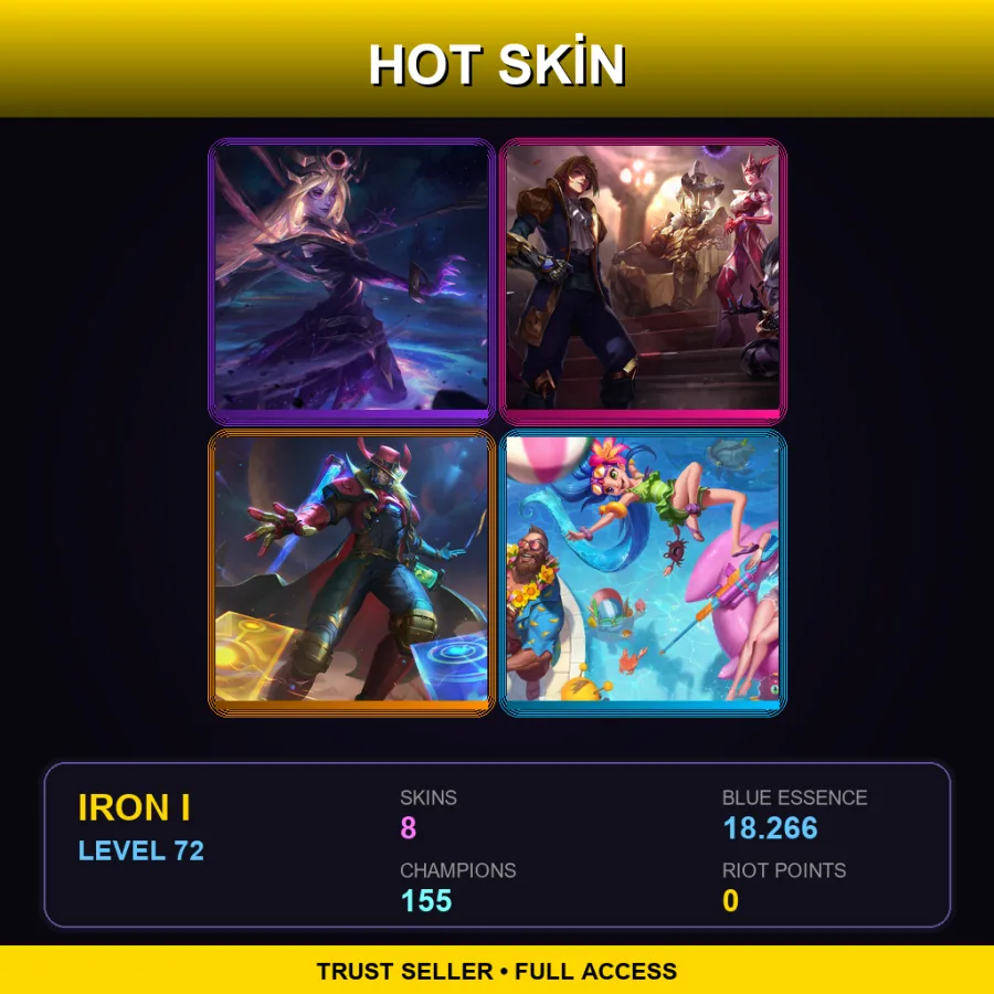 VN | Lv72 | Iron I | 8 Skin | 155 Champ