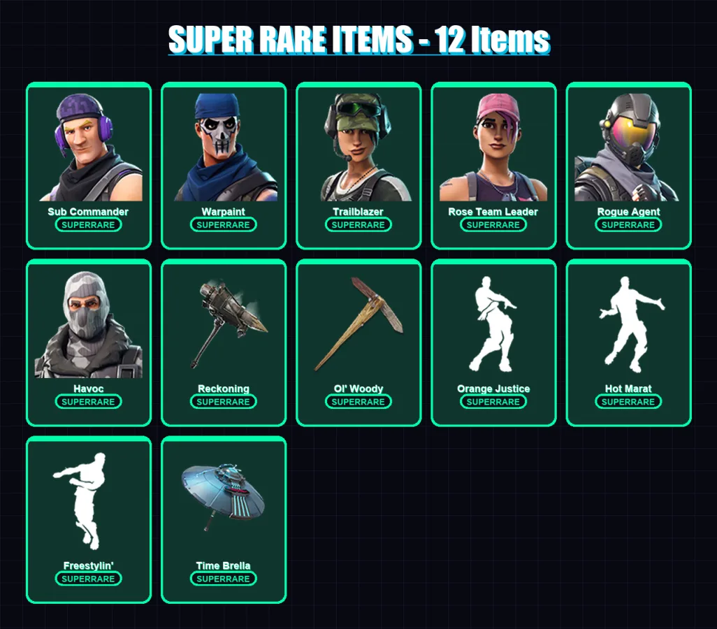 [PC/XBOX/PSN] | Sub Commander | Warpaint | Trailblazer | Rose Team Leader | Rogue Agent | 64 skin | 57 pickaxe | 70 emote | 56 glider | Lv757