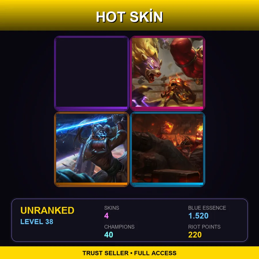 EUNE | Lv38 | Unranked | 4 Skin | 40 Champ — LoL account