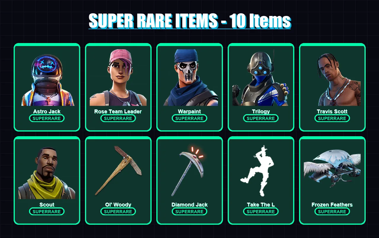 [PC/XBOX] | Astro Jack | Rose Team Leader | Warpaint | Trilogy | Travis Scott | 141 skin | 112 pickaxe | 101 emote | 102 glider | Lv1124