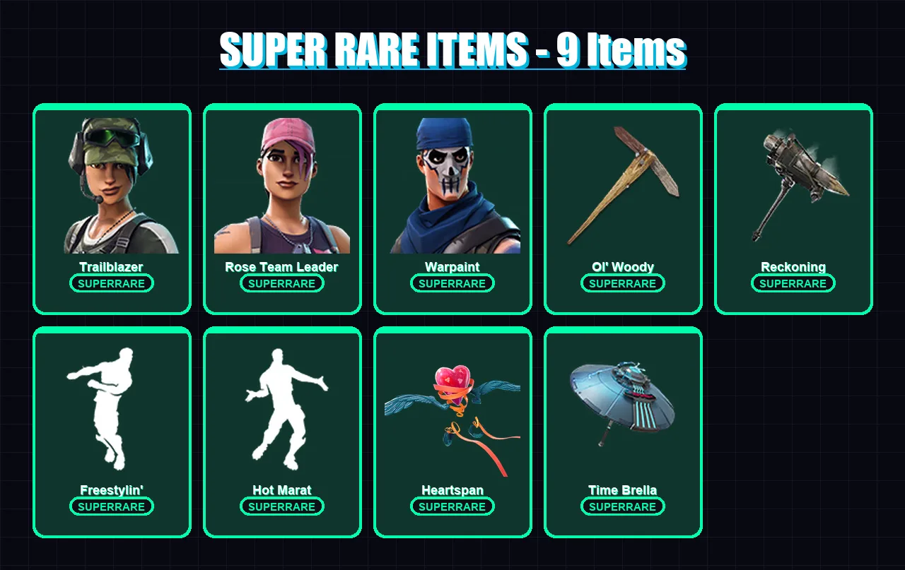 [PC/XBOX/PSN] | Trailblazer | Rose Team Leader | Warpaint | Omegarok | Luxe | 92 skin | 103 pickaxe | 89 emote | 94 glider | Lv1144