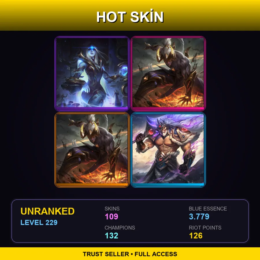 LAN | Lv229 | Unranked | 109 Skin | 132 Champ
