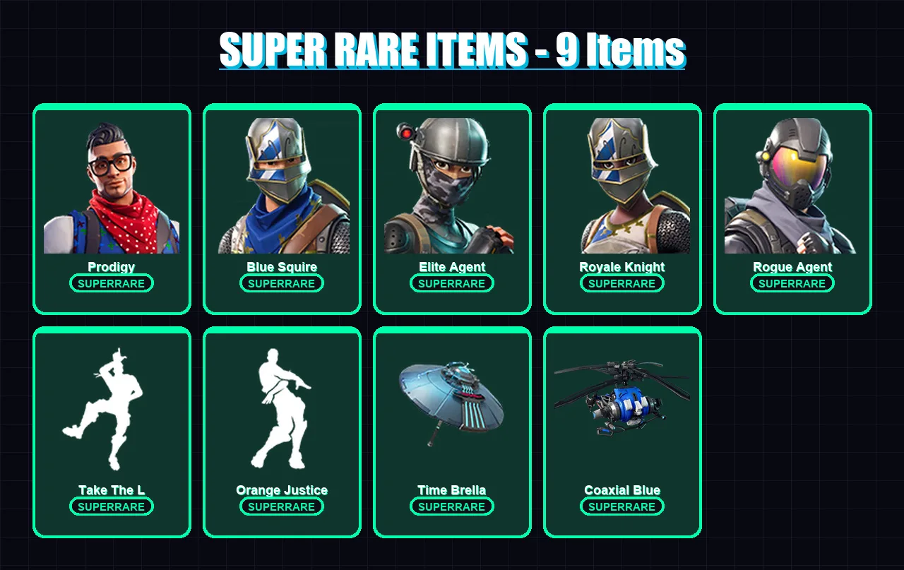 [PS4/PS5/XBOX/PC] | Prodigy | Blue Squire | Elite Agent | Royale Knight | Rogue Agent | 18 skin | 15 pickaxe | 15 emote | 19 glider | Lv274