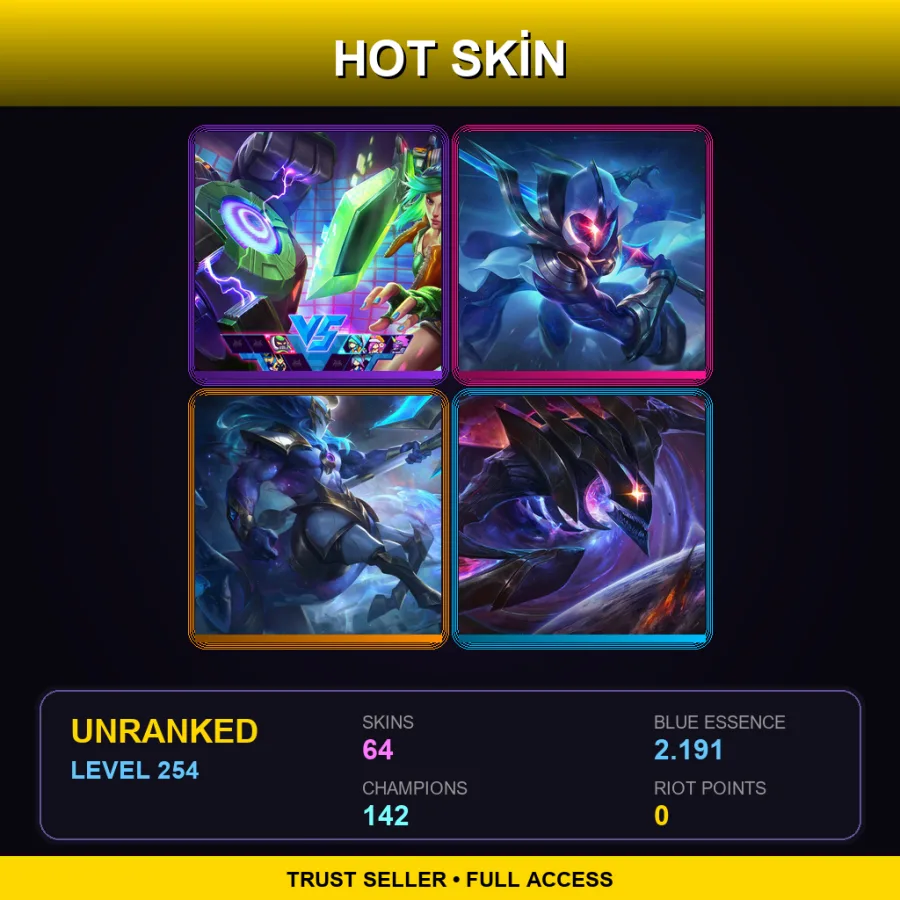 LAS | Lv254 | Unranked | 64 Skin | 142 Champ — Pool Party Caitlyn