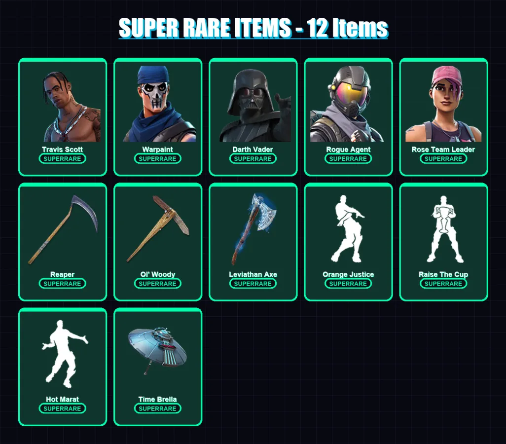 [PC/XBOX/PSN] | Travis Scott | Warpaint | Darth Vader | Rogue Agent | Rose Team Leader | 277 skin | 293 pickaxe | 230 emote | 203 glider | Lv3390 — Fortnite account