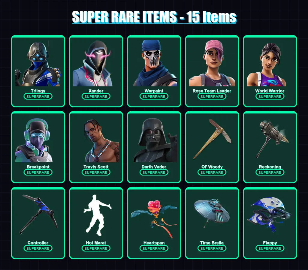 [PS4/PS5/XBOX/PC] | Trilogy | Xander | Warpaint | Rose Team Leader | World Warrior | 129 skin | 153 pickaxe | 126 emote | 142 glider | Lv1984