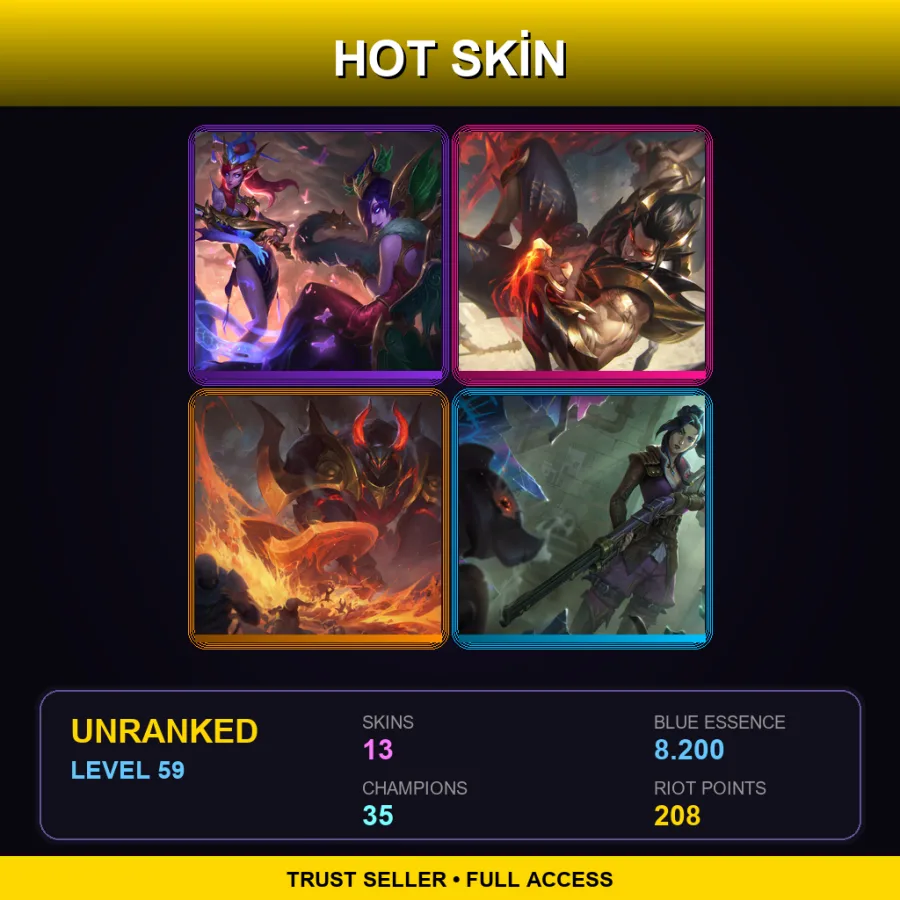 LAN | Lv59 | Unranked | 13 Skin | 35 Champ — LoL account