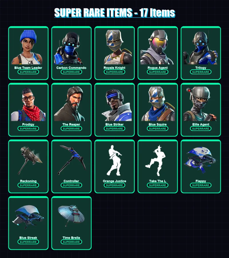 [PS4/PS5/XBOX/PC] | Blue Team Leader | Carbon Commando | Royale Knight | 157 skin | Lv2210