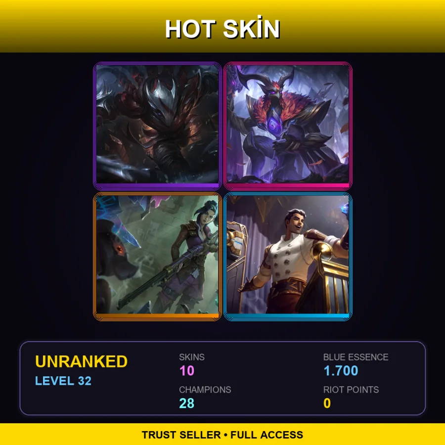 LAS | Lv32 | Unranked | 10 Skin | 28 Champ — LoL account