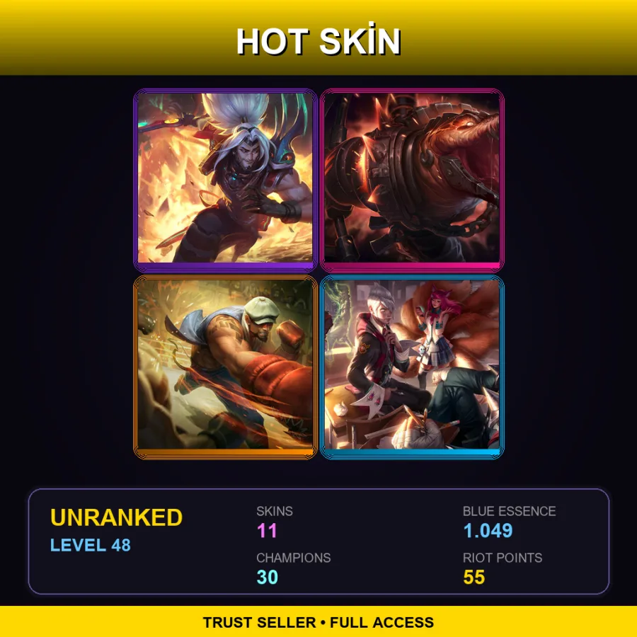 EUW | Lv48 | Unranked | 11 Skin | 30 Champ