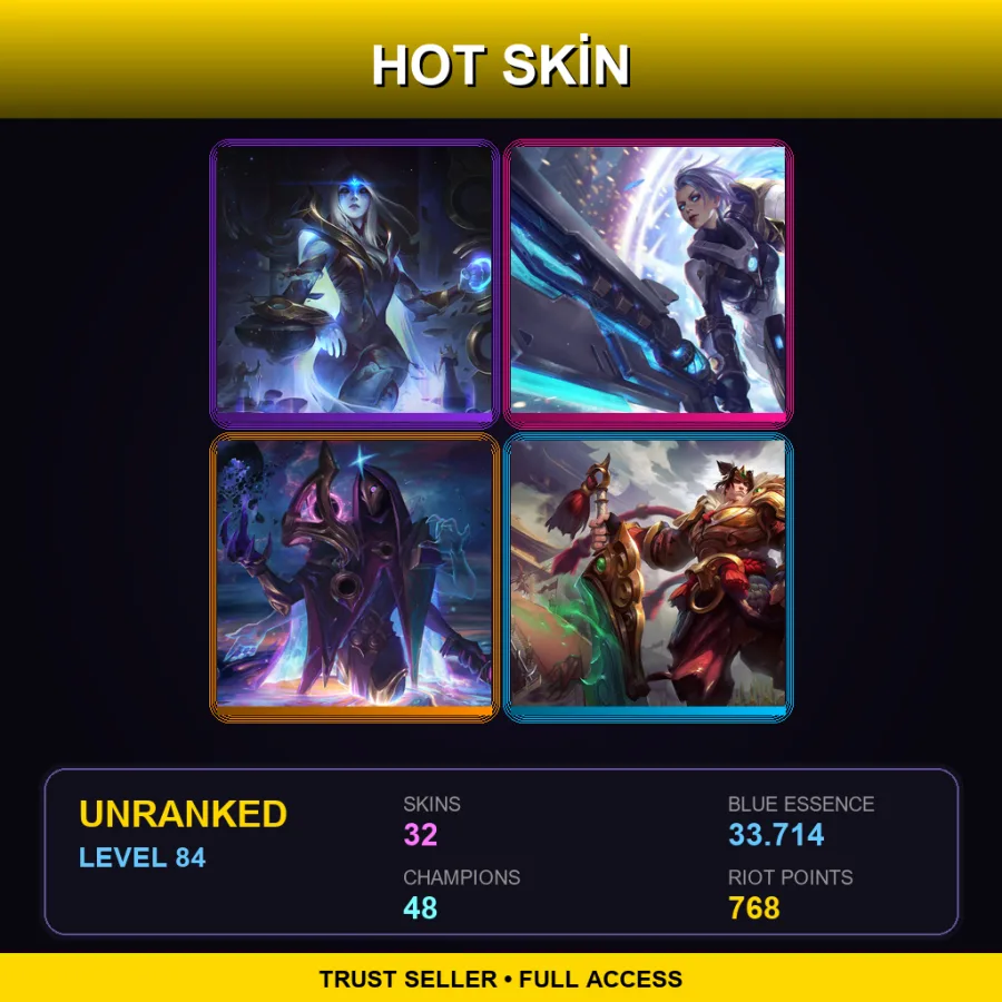 LAS | Lv84 | Unranked | 32 Skin | 48 Champ — Pulsefire Riven