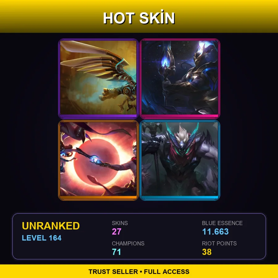 LAS | Lv164 | Unranked | 27 Skin | 71 Champ — LoL account