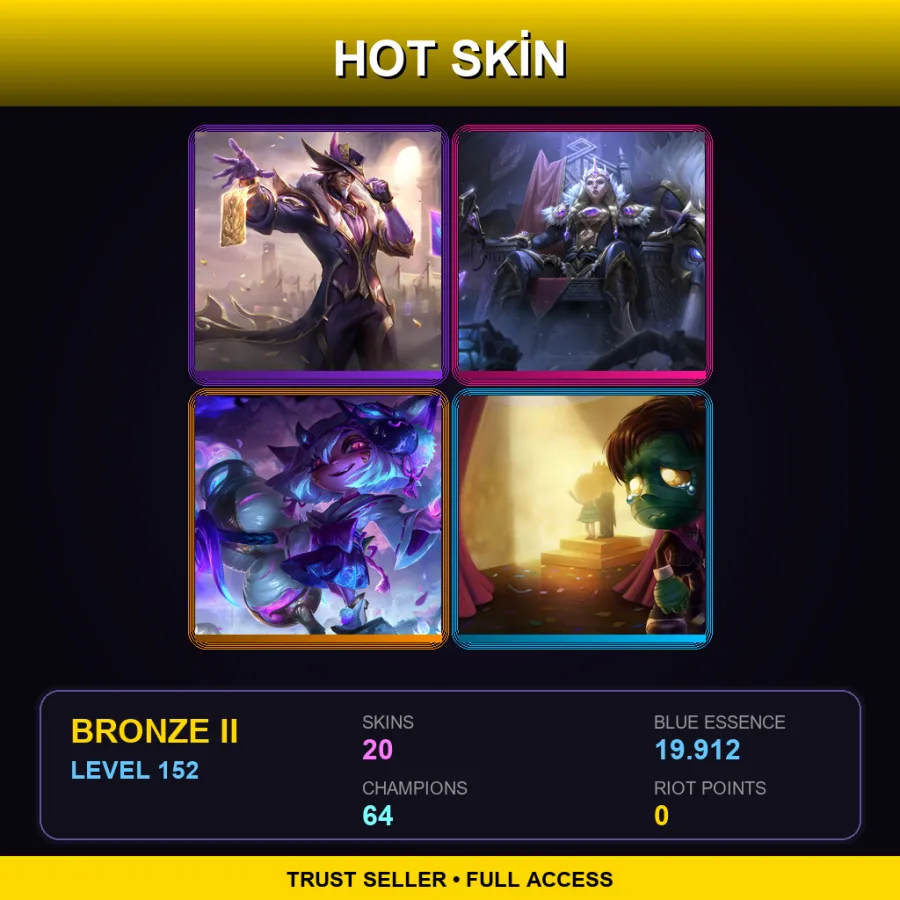 EUNE | Lv152 | Bronze II | 20 Skin | 64 Champ