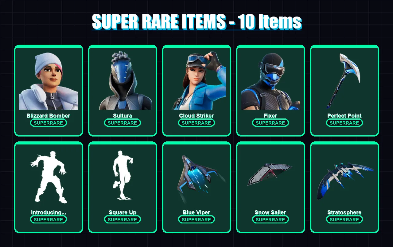 [PS4/PS5/XBOX/PC] | Blizzard Bomber | Sultura | Cloud Striker | Fixer | Menace | 167 skin | 224 pickaxe | 220 emote | 150 glider | Lv2653