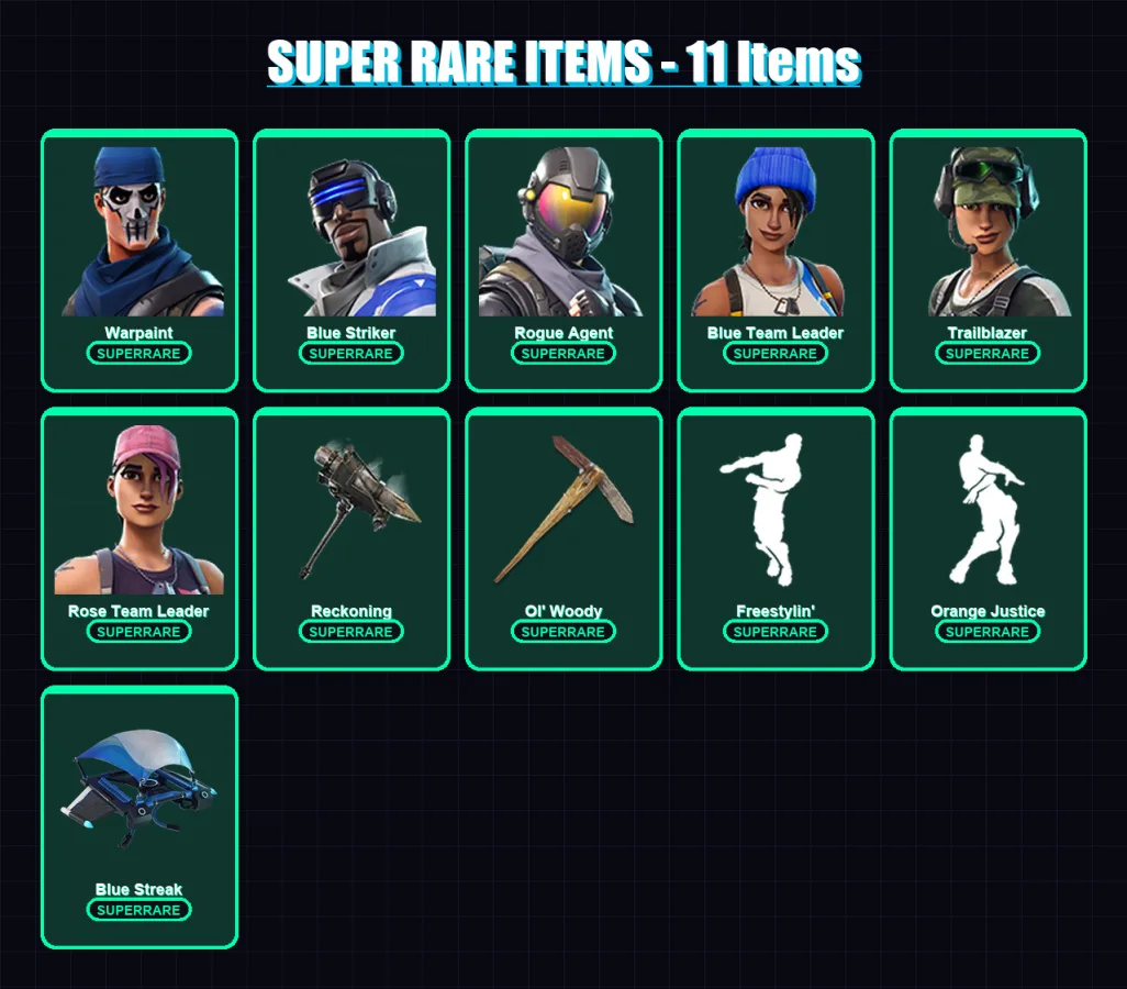 [PS4/PS5/XBOX/PC] | Warpaint | Blue Striker | Rogue Agent | Blue Team Leader | Trailblazer | 38 skin | 28 pickaxe | 32 emote | 31 glider | Lv402
