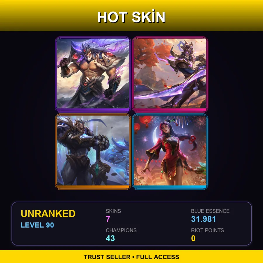 EUNE | Lv90 | Unranked | 7 Skin | 43 Champ