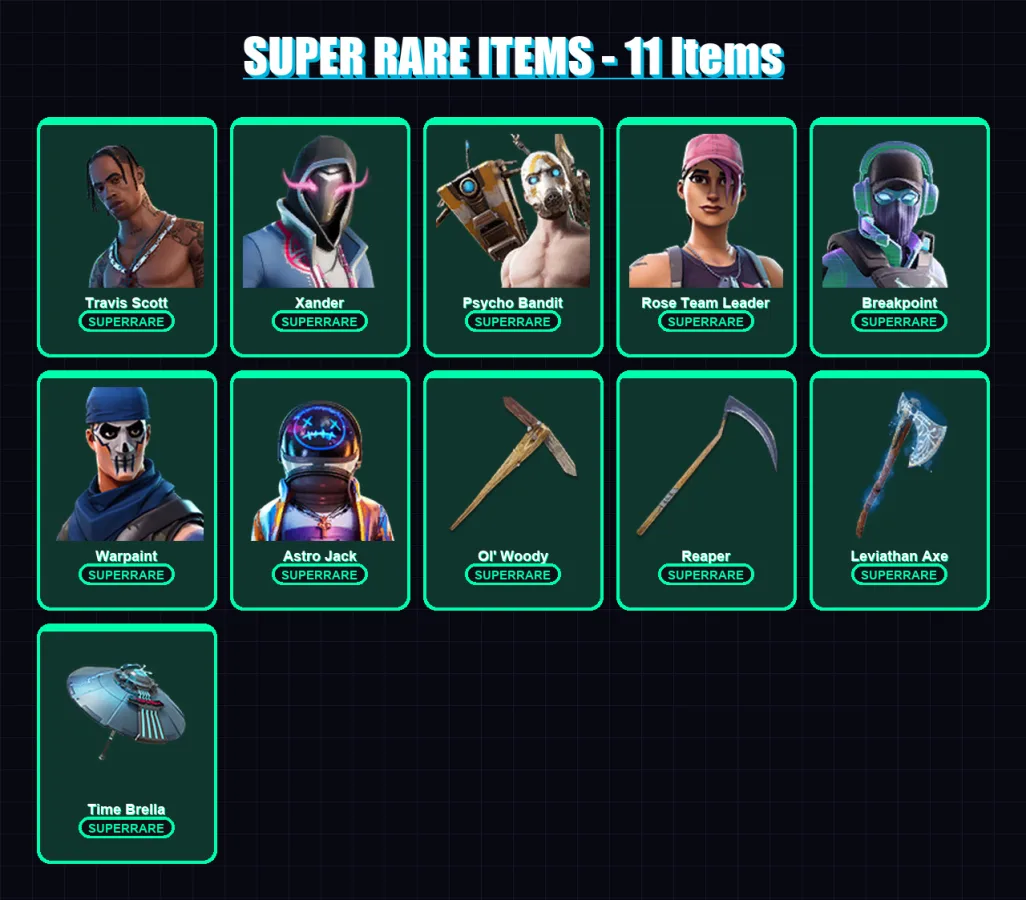 [PC/XBOX/PSN] | Travis Scott | Xander | Psycho Bandit | Rose Team Leader | Breakpoint | 362 skin | 367 pickaxe | 292 emote | 250 glider | Lv4256