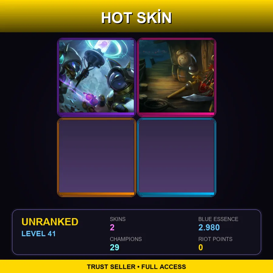 TR | Lv41 | Unranked | 2 Skin | 29 Champ — LoL account
