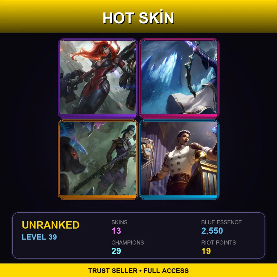 SG | Lv39 | Unranked | 13 Skin | 29 Champ