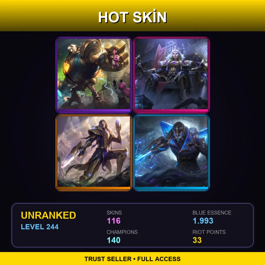 VN | Lv244 | Unranked | 116 Skin | 140 Champ — Odyssey Yasuo