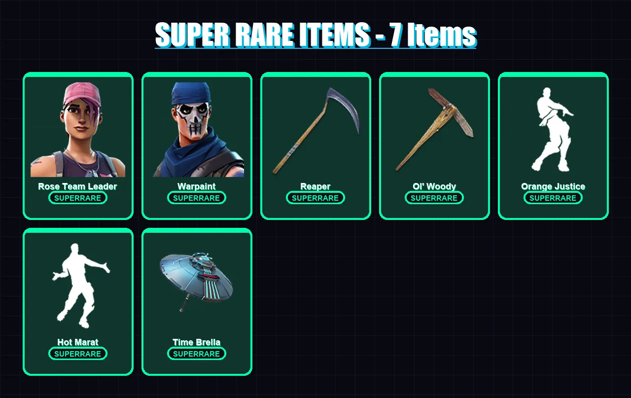 [PS4/PS5/XBOX/PC] | Rose Team Leader | Warpaint | Midas | Lynx | Blackheart | 93 skin | 130 pickaxe | 118 emote | 121 glider | Lv1938