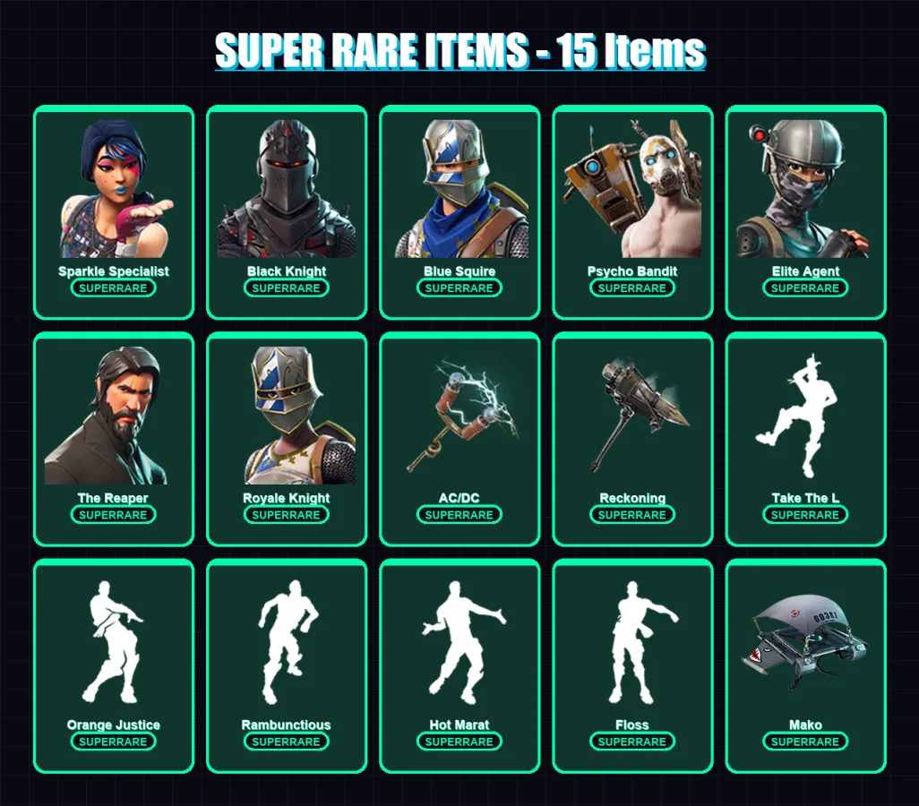 [PC/PSN] | Sparkle Specialist | Black Knight | Blue Squire | Psycho Bandit | Elite Agent | 66 skin | 33 pickaxe | 89 emote | 44 glider | Lv585