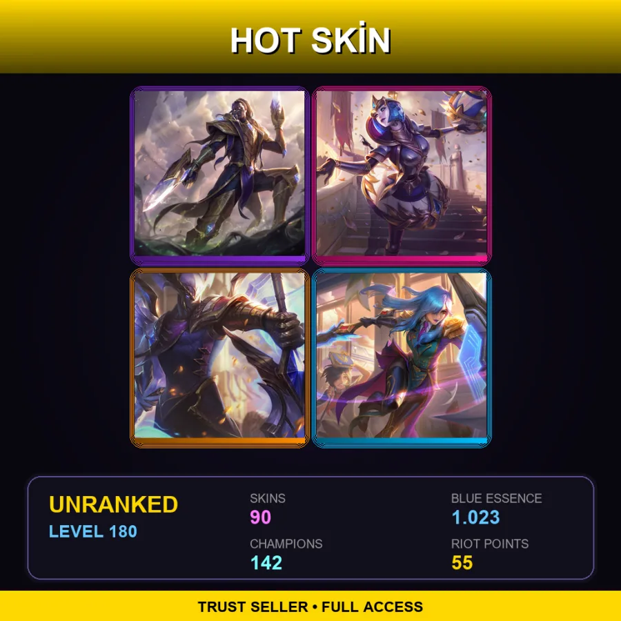 SG | Lv180 | Unranked | 90 Skin | 142 Champ