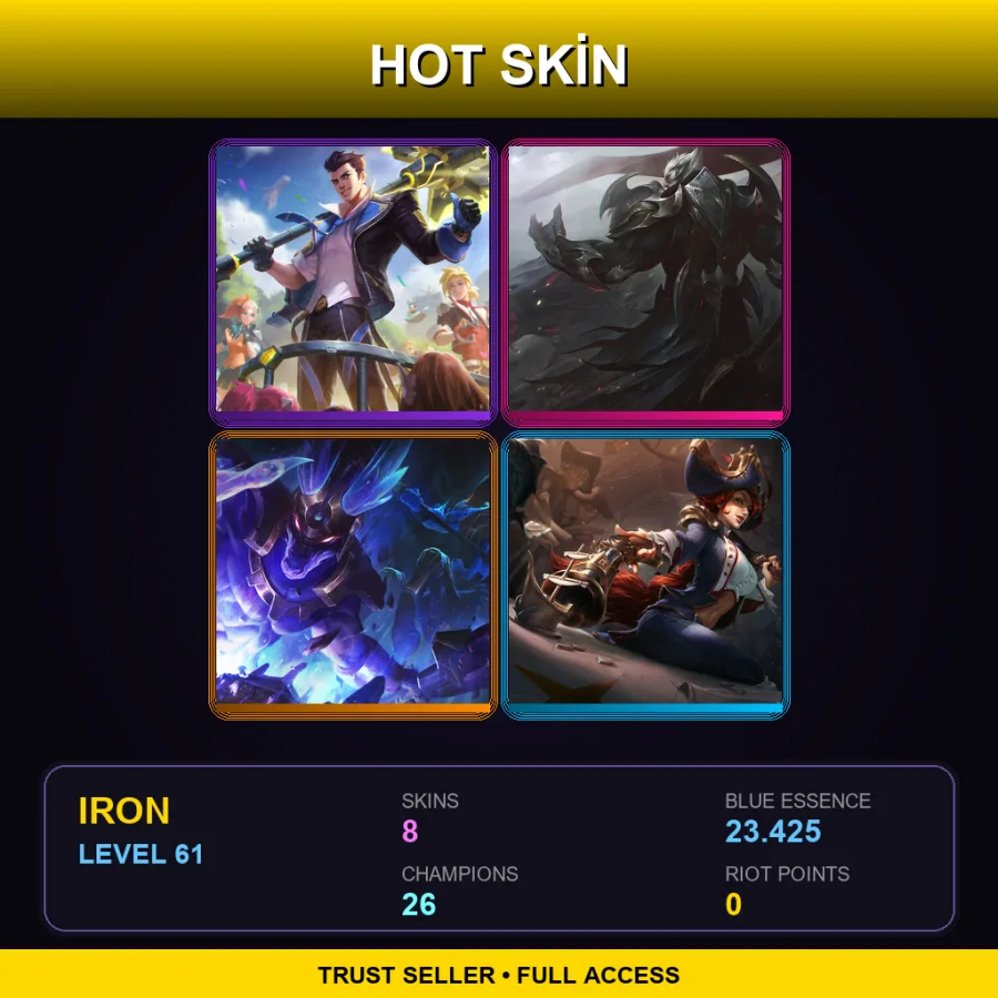 KR | Lv61 | Iron | 8 Skin | 26 Champ — LoL account