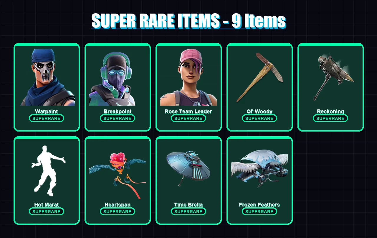 [PC/XBOX/PSN] | Warpaint | Breakpoint | Rose Team Leader | Dire | Sentinel | 111 skin | 120 pickaxe | 134 emote | 112 glider | Lv1461