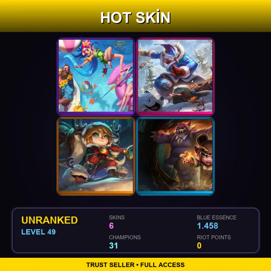 EUW | Lv49 | Unranked | 6 Skin | 31 Champ