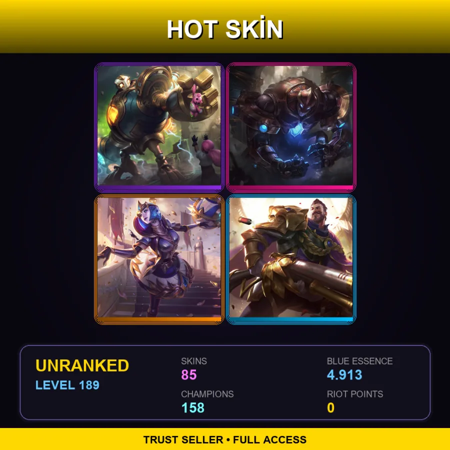 VN | Lv189 | Unranked | 85 Skin | 158 Champ