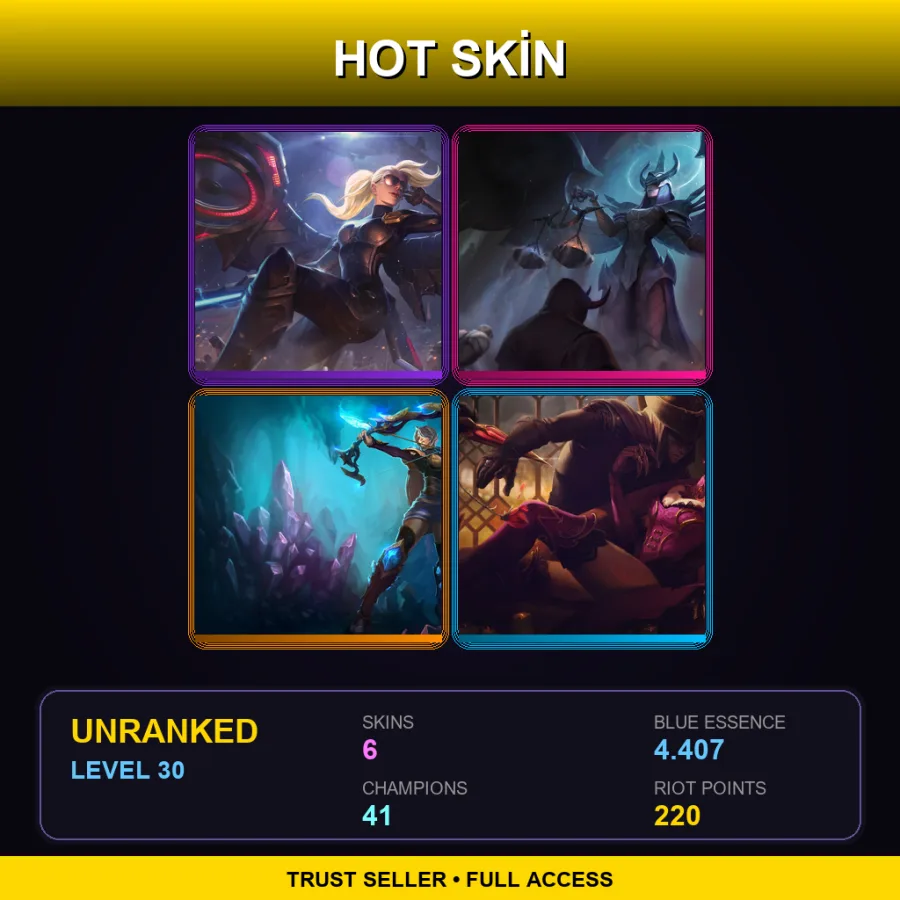 EUW | Lv30 | Unranked | 6 Skin | 41 Champ