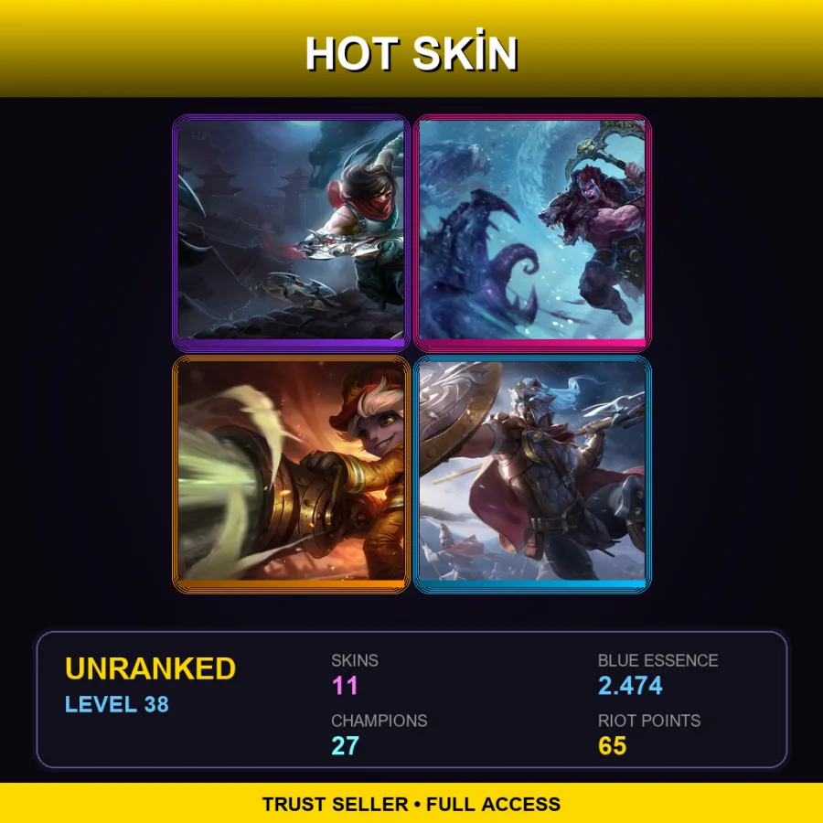LAS | Lv38 | Unranked | 11 Skin | 27 Champ — LoL account